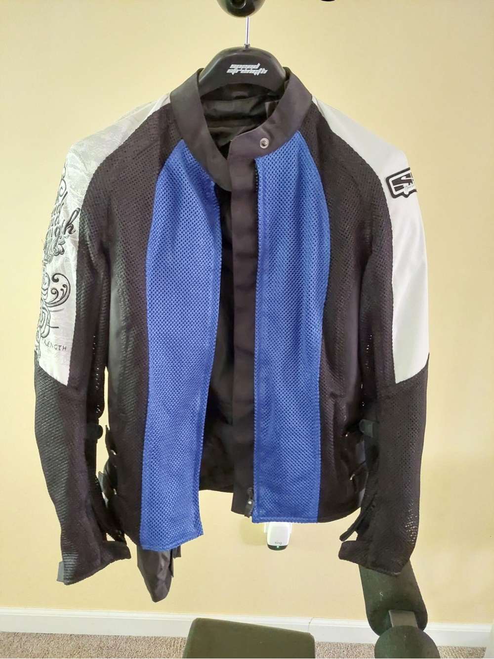 Women's Blue and Black Mesh Motorcycle Riding Jacket